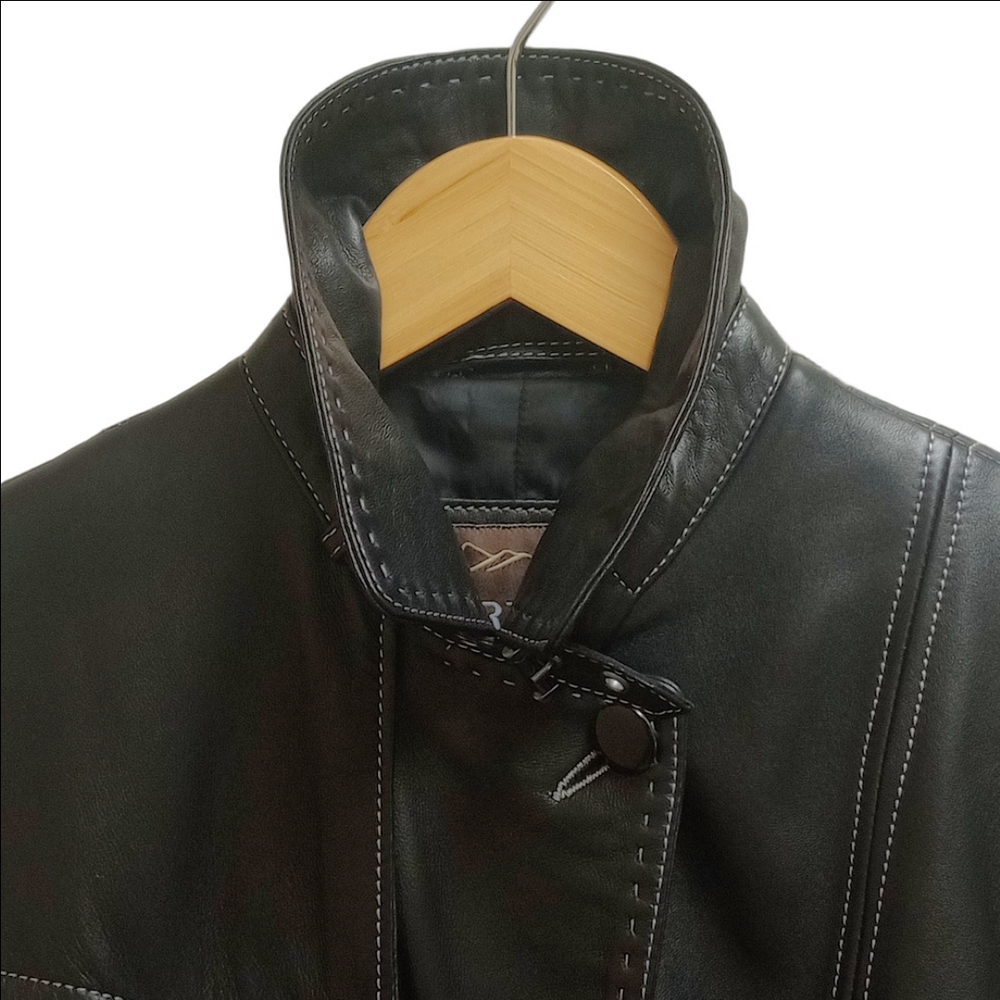 🆕 OVERLAND "MIA" BLACK ITALIAN LAMB LEATHER WOMEN'S TRENCH COAT - Picture 4 of 16